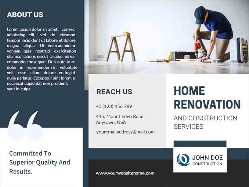 Home Renovation Construction Brochure Template