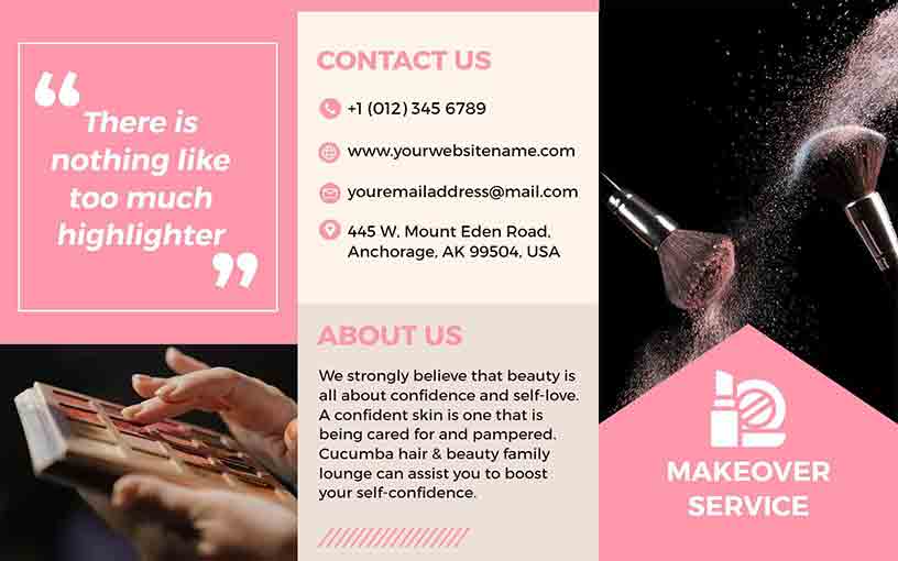 Special Makeover Service Beauty Salon Brochure Template