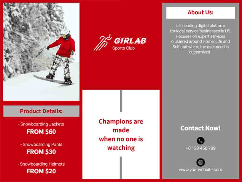 Girlab Sports Club Product Brochure Template