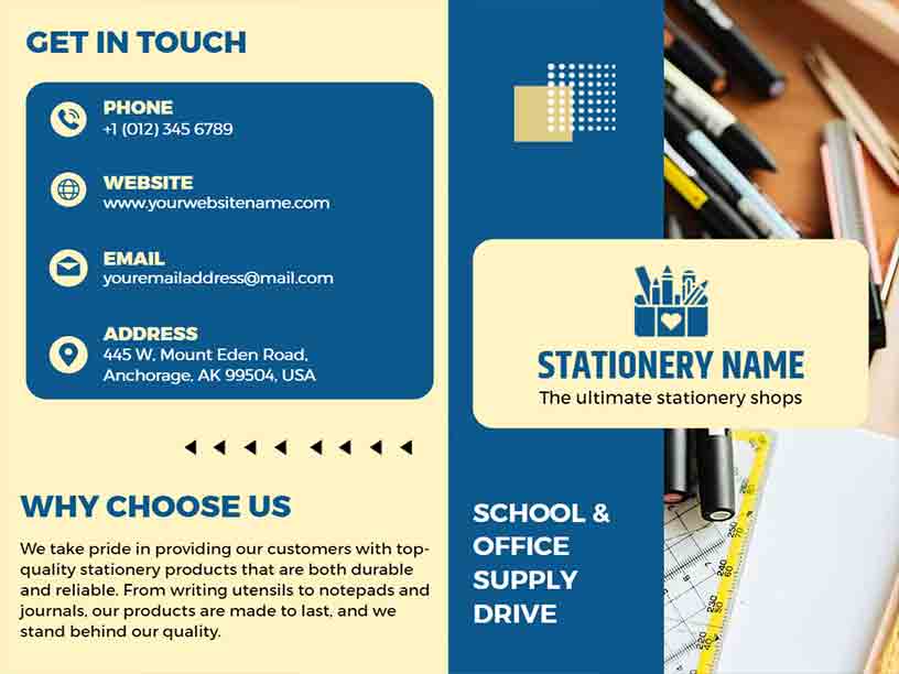 School & Office Stationery Education Brochure Template