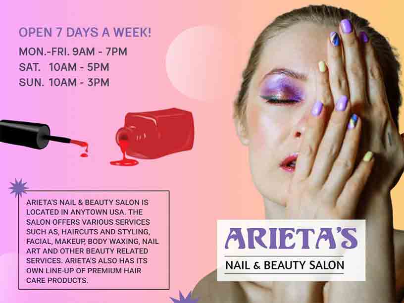 Realistic Nail Studio Beauty Salon Brochure Template