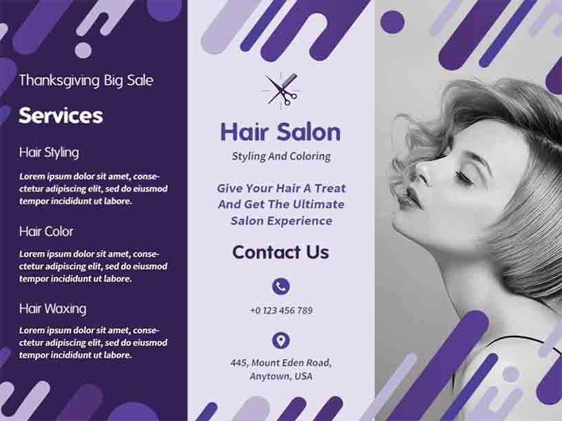 Hair Styling & Coloring Beauty Salon Brochure Template
