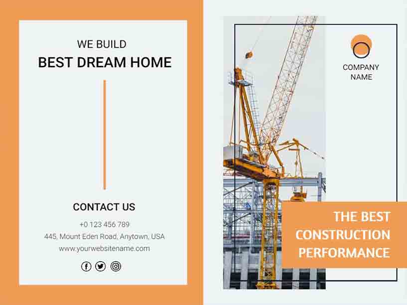 Bi-fold The Best Dream Home Construction Brochure Template