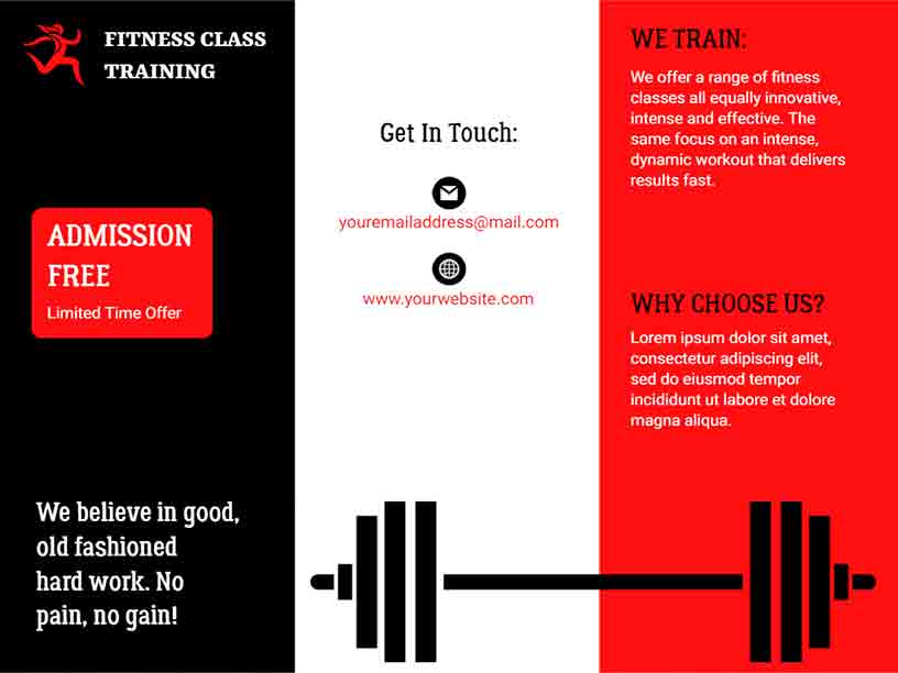 Fitness Class Training Gym Brochure Template