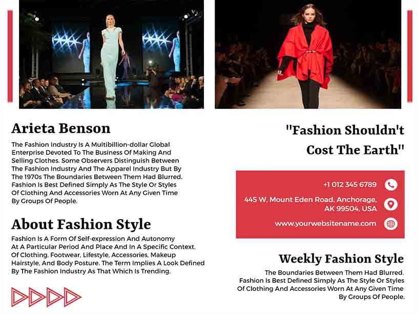 Weekly Fashion Style Bi-fold Brochure Template