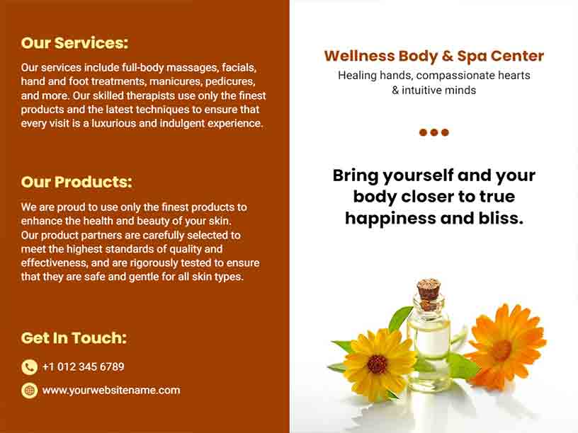 Bi-fold Wellness Body Center Spa Brochure Template
